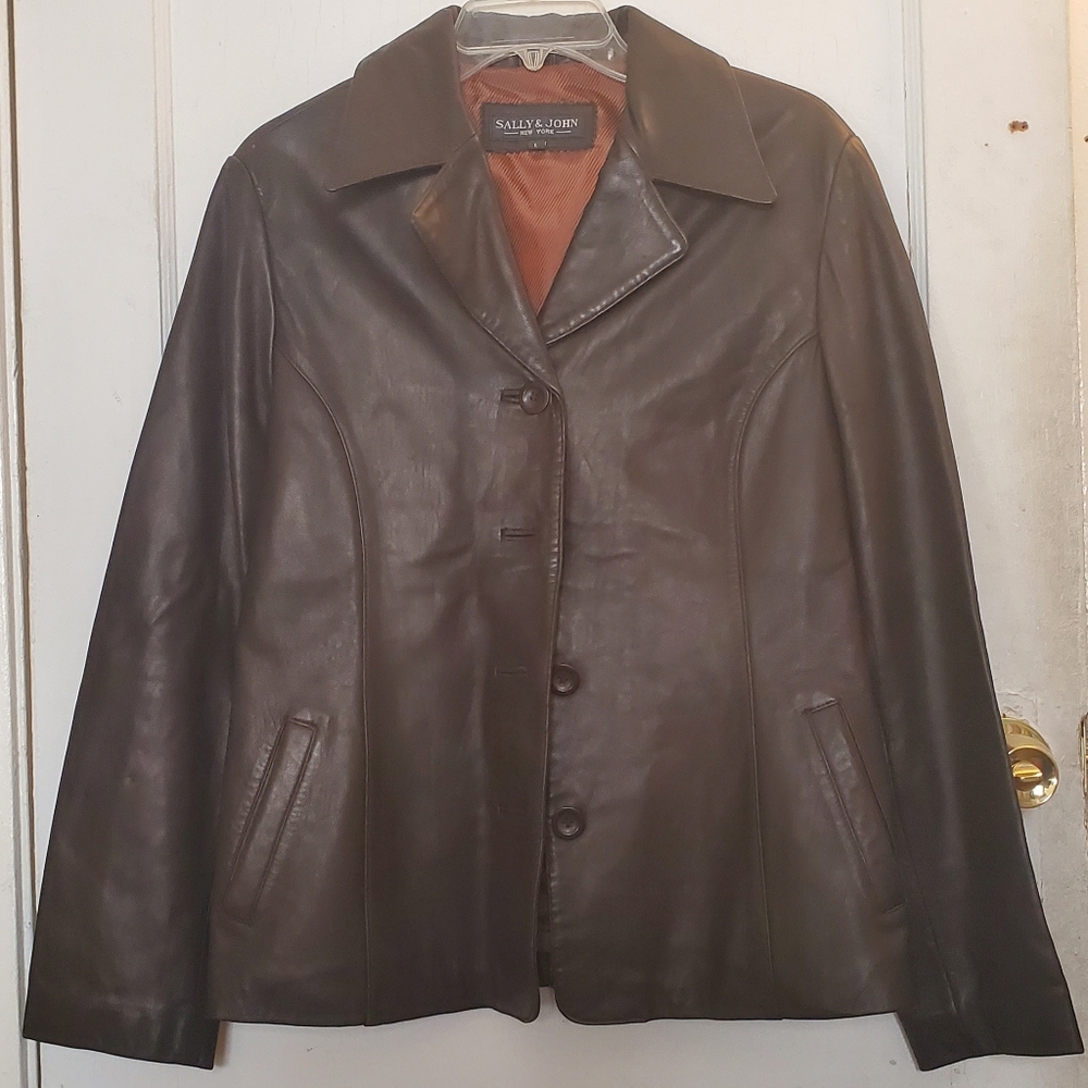 Sally & John leather blazer style jacket / coat size L